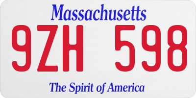 MA license plate 9ZH598