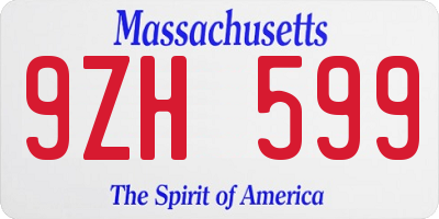 MA license plate 9ZH599