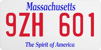 MA license plate 9ZH601