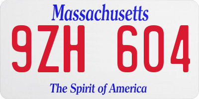 MA license plate 9ZH604