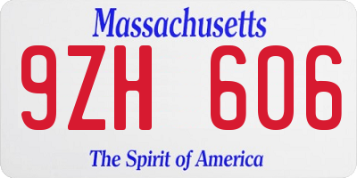 MA license plate 9ZH606