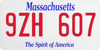 MA license plate 9ZH607
