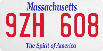 MA license plate 9ZH608