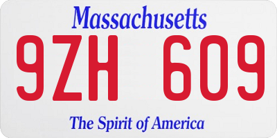 MA license plate 9ZH609