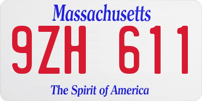 MA license plate 9ZH611