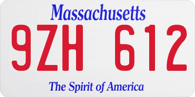 MA license plate 9ZH612