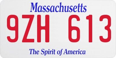 MA license plate 9ZH613