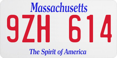 MA license plate 9ZH614