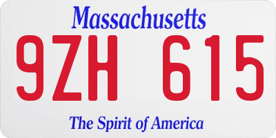 MA license plate 9ZH615
