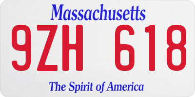 MA license plate 9ZH618