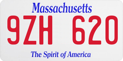 MA license plate 9ZH620
