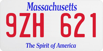 MA license plate 9ZH621