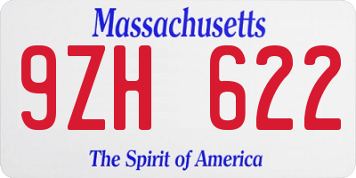 MA license plate 9ZH622