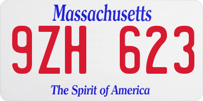 MA license plate 9ZH623