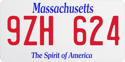 MA license plate 9ZH624