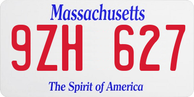 MA license plate 9ZH627