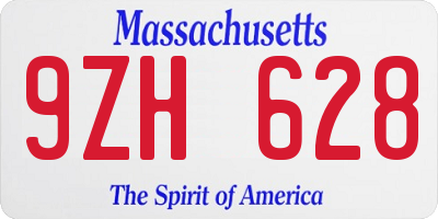 MA license plate 9ZH628