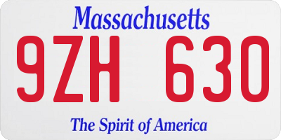 MA license plate 9ZH630