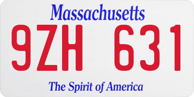 MA license plate 9ZH631