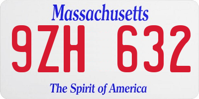 MA license plate 9ZH632