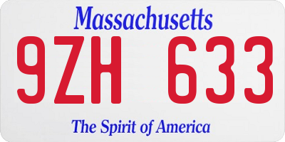 MA license plate 9ZH633