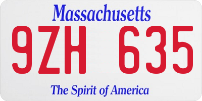 MA license plate 9ZH635