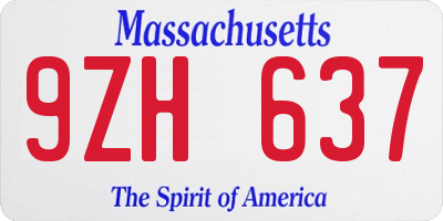 MA license plate 9ZH637