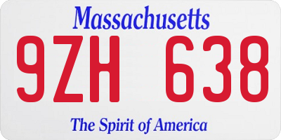 MA license plate 9ZH638