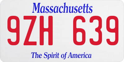 MA license plate 9ZH639