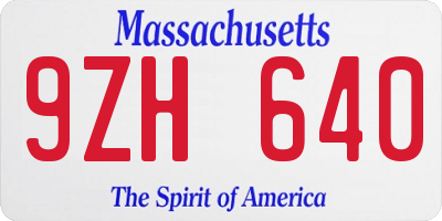 MA license plate 9ZH640
