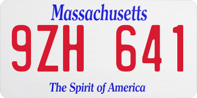 MA license plate 9ZH641