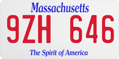 MA license plate 9ZH646