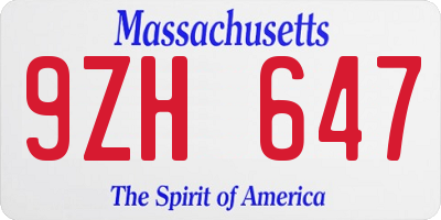 MA license plate 9ZH647
