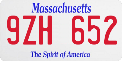 MA license plate 9ZH652