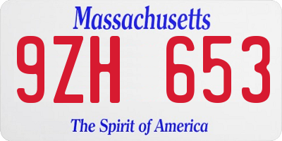 MA license plate 9ZH653