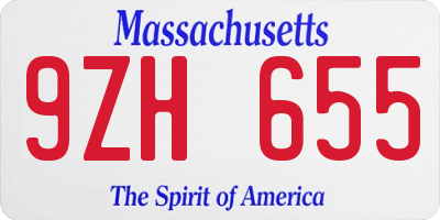 MA license plate 9ZH655