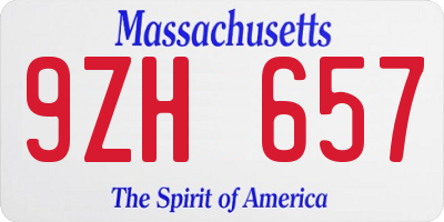 MA license plate 9ZH657