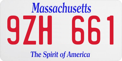 MA license plate 9ZH661