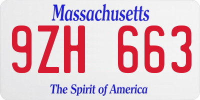 MA license plate 9ZH663