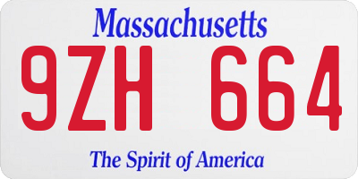 MA license plate 9ZH664