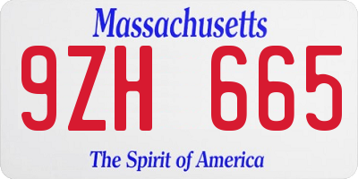 MA license plate 9ZH665