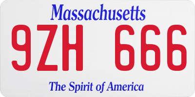 MA license plate 9ZH666