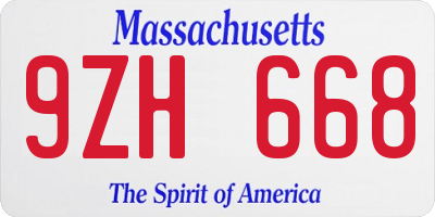 MA license plate 9ZH668