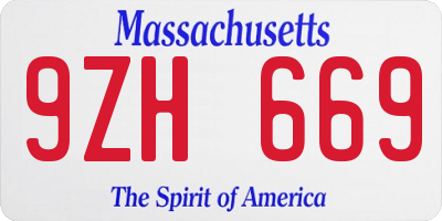 MA license plate 9ZH669