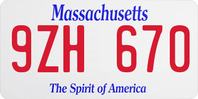 MA license plate 9ZH670