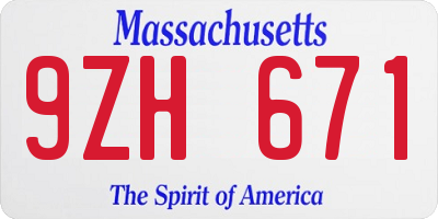 MA license plate 9ZH671