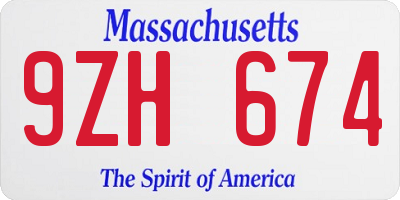 MA license plate 9ZH674