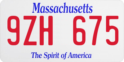 MA license plate 9ZH675