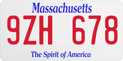 MA license plate 9ZH678