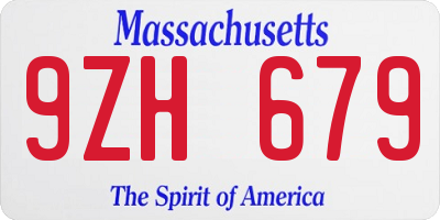 MA license plate 9ZH679